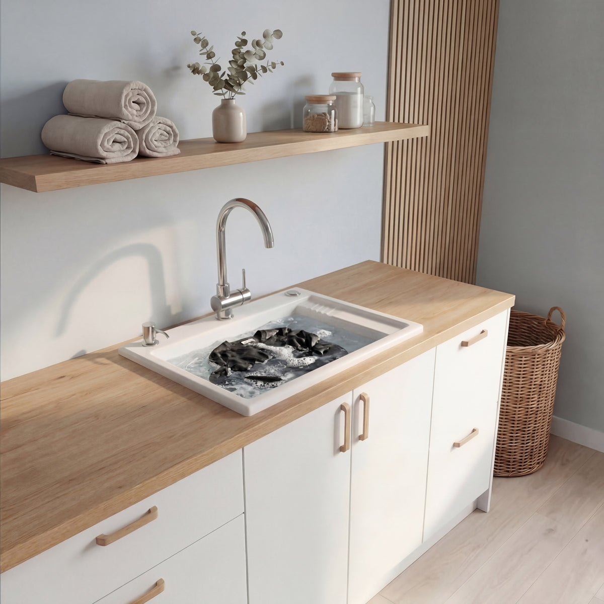 Neptune Eco 2420 Acrylic Drop-In Single Bowl Laundry Sink in White - image 4