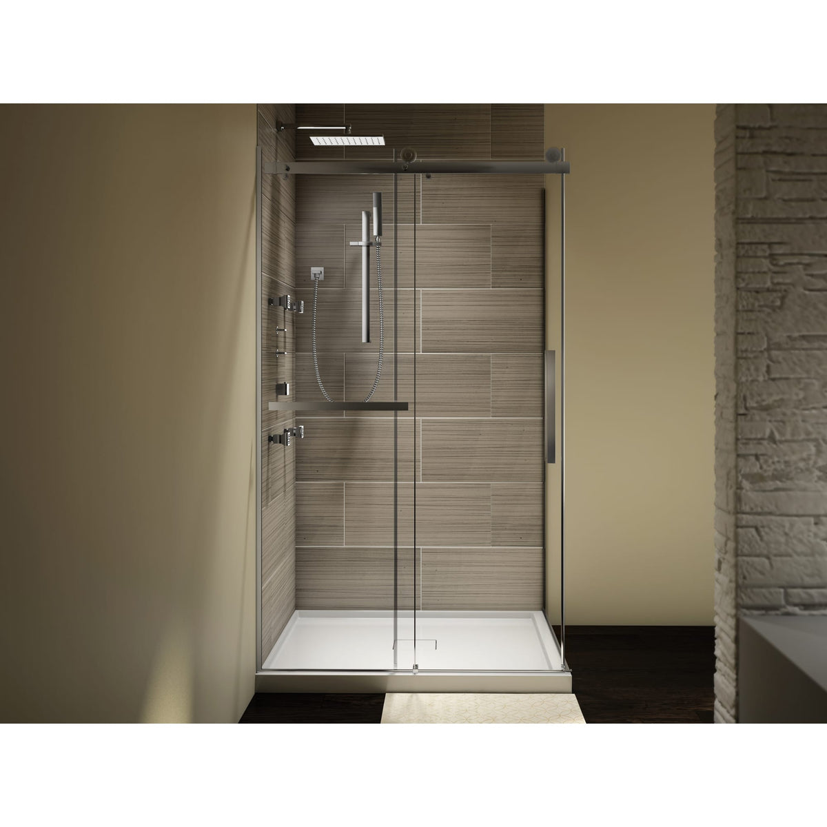 Neptune Exalt 60 x 36 x 78 in 8 mm Sliding Shower Door for Corner Installation