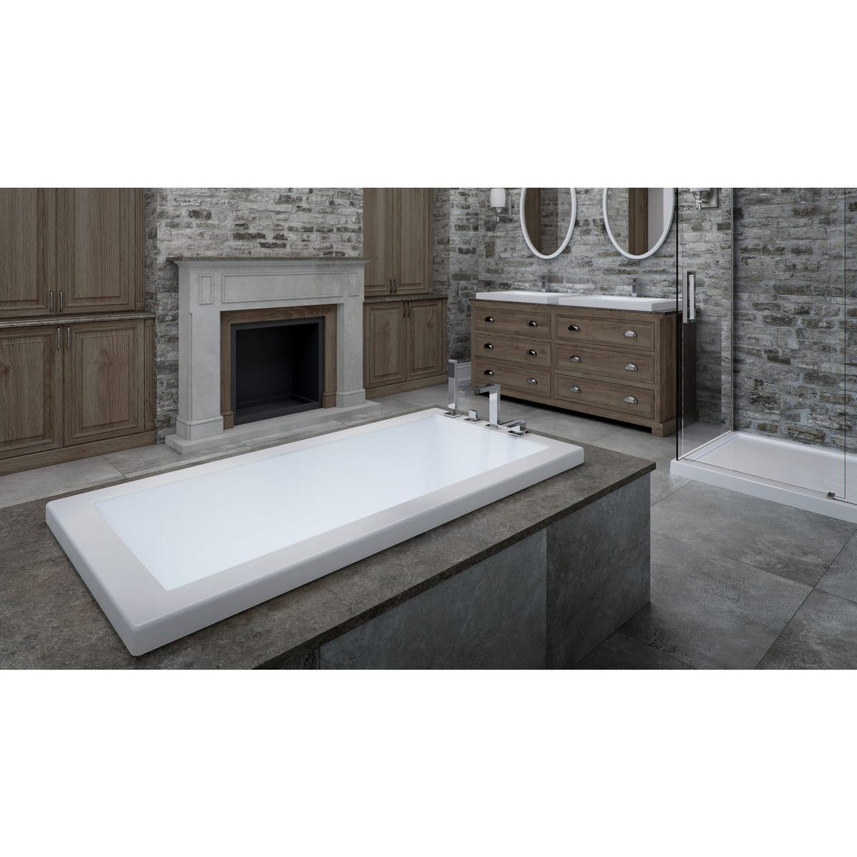 Neptune Flory de Colt 7760 Acrylic Drop-in End Drain Bathtub in White