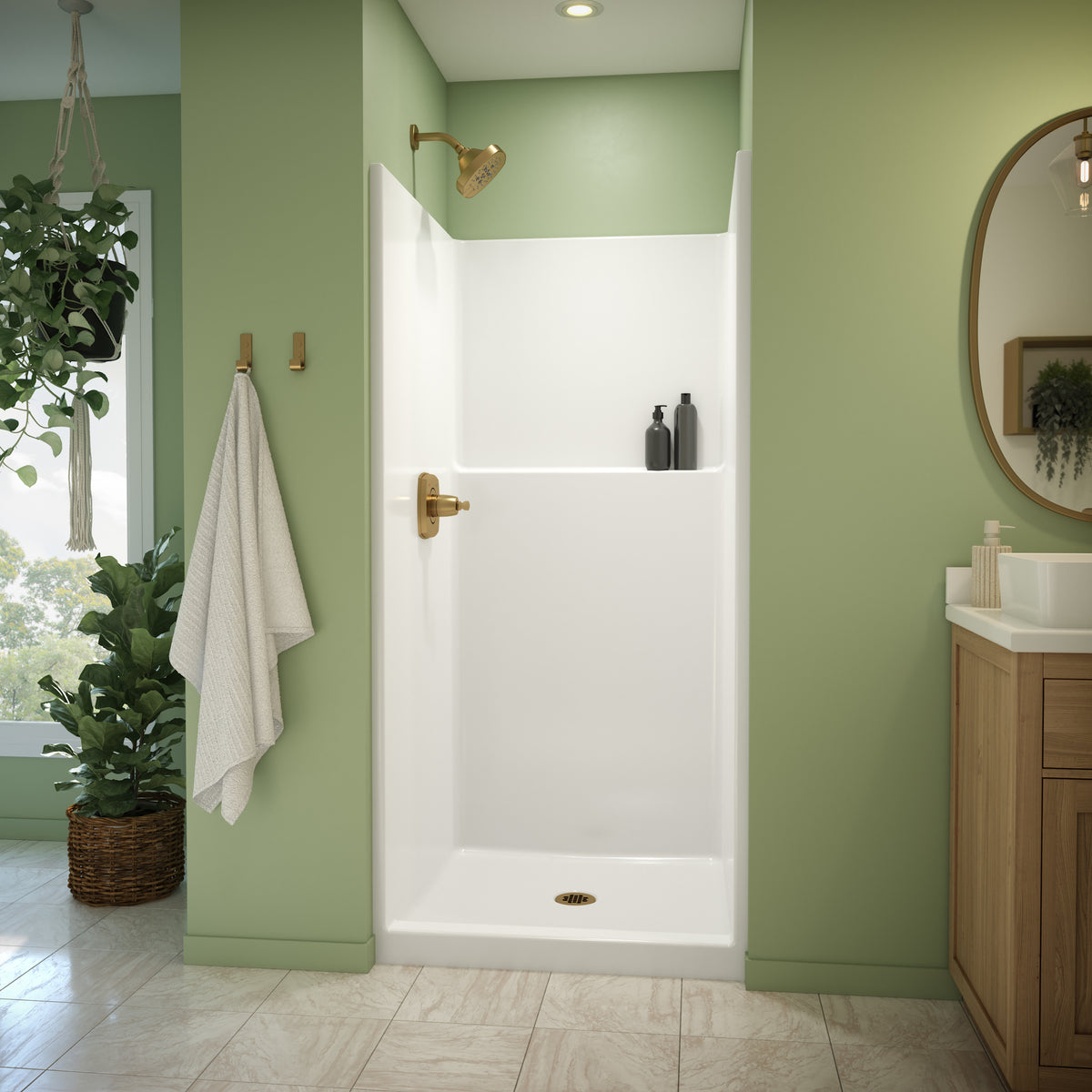 Neptune Galatea SH3636X AFR Acrylx Alcove Center Drain One-Piece Shower in White - image 3