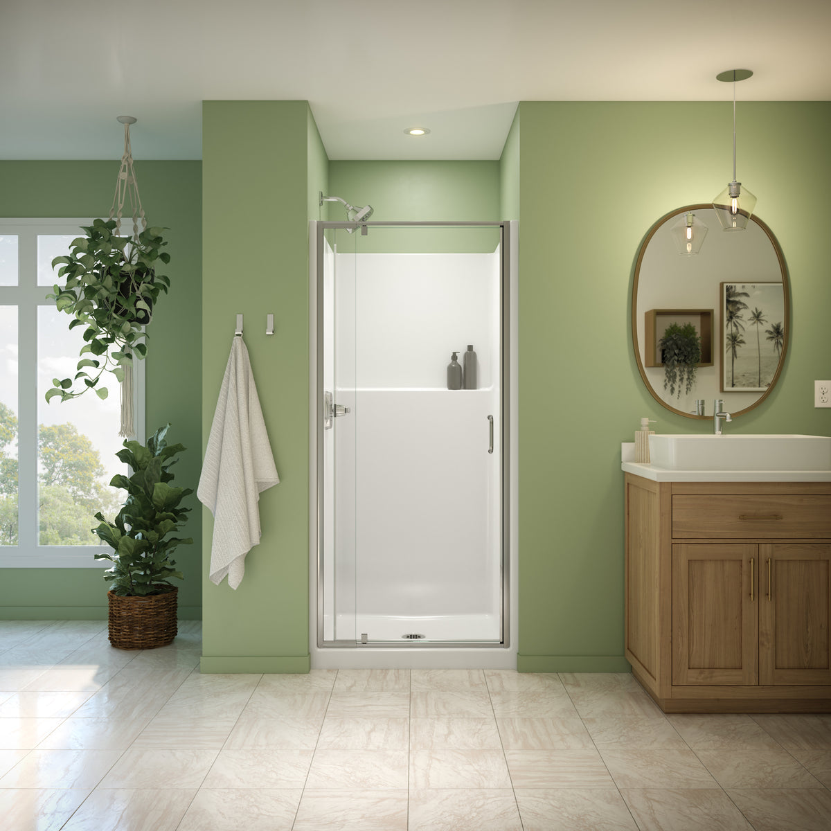 Neptune Galatea SH3636X AFR Acrylx Alcove Center Drain One-Piece Shower in White - image 4