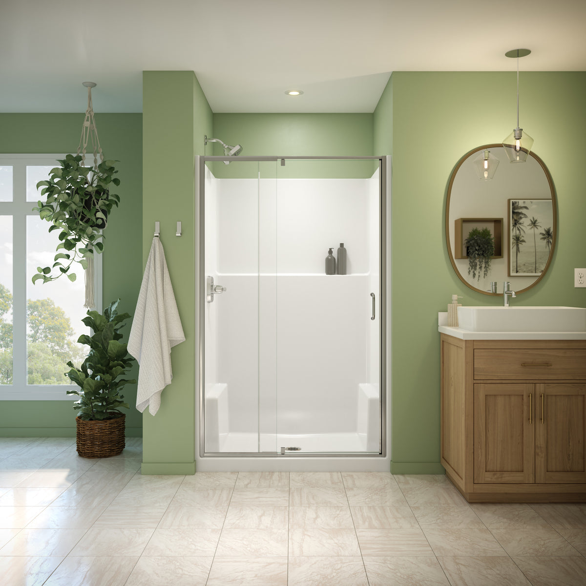 Neptune Galatea SH4836 Acrylx Alcove Center Drain One-Piece Shower in White - image 5