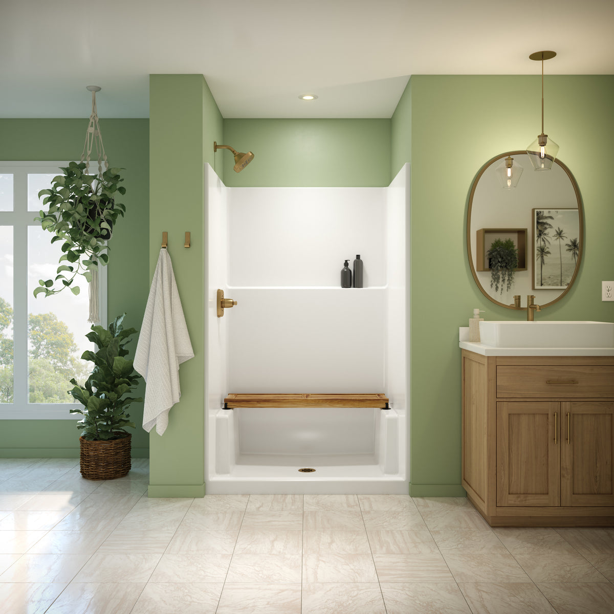 Neptune Galatea SH4836X AFR Acrylx Alcove Center Drain One-Piece Shower in White - image 4
