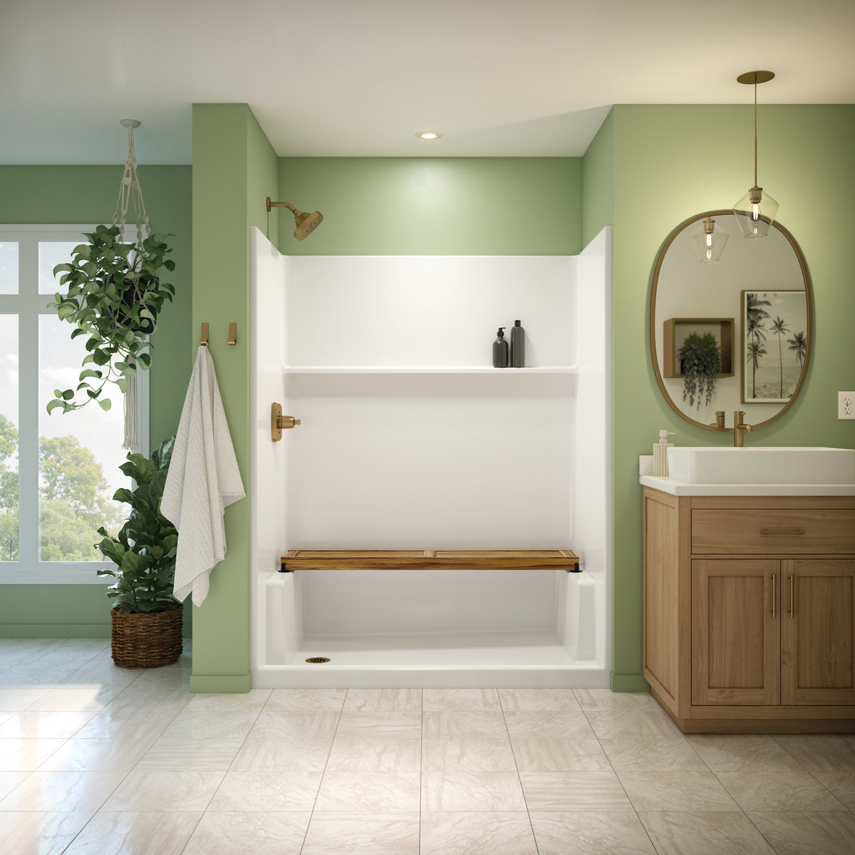 Neptune Galatea SH6030 Acrylx Alcove One-Piece Shower in White - image 4