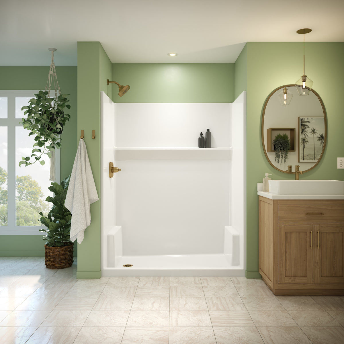 Neptune Galatea SH6030 AFR Acrylx Alcove One-Piece Shower in White