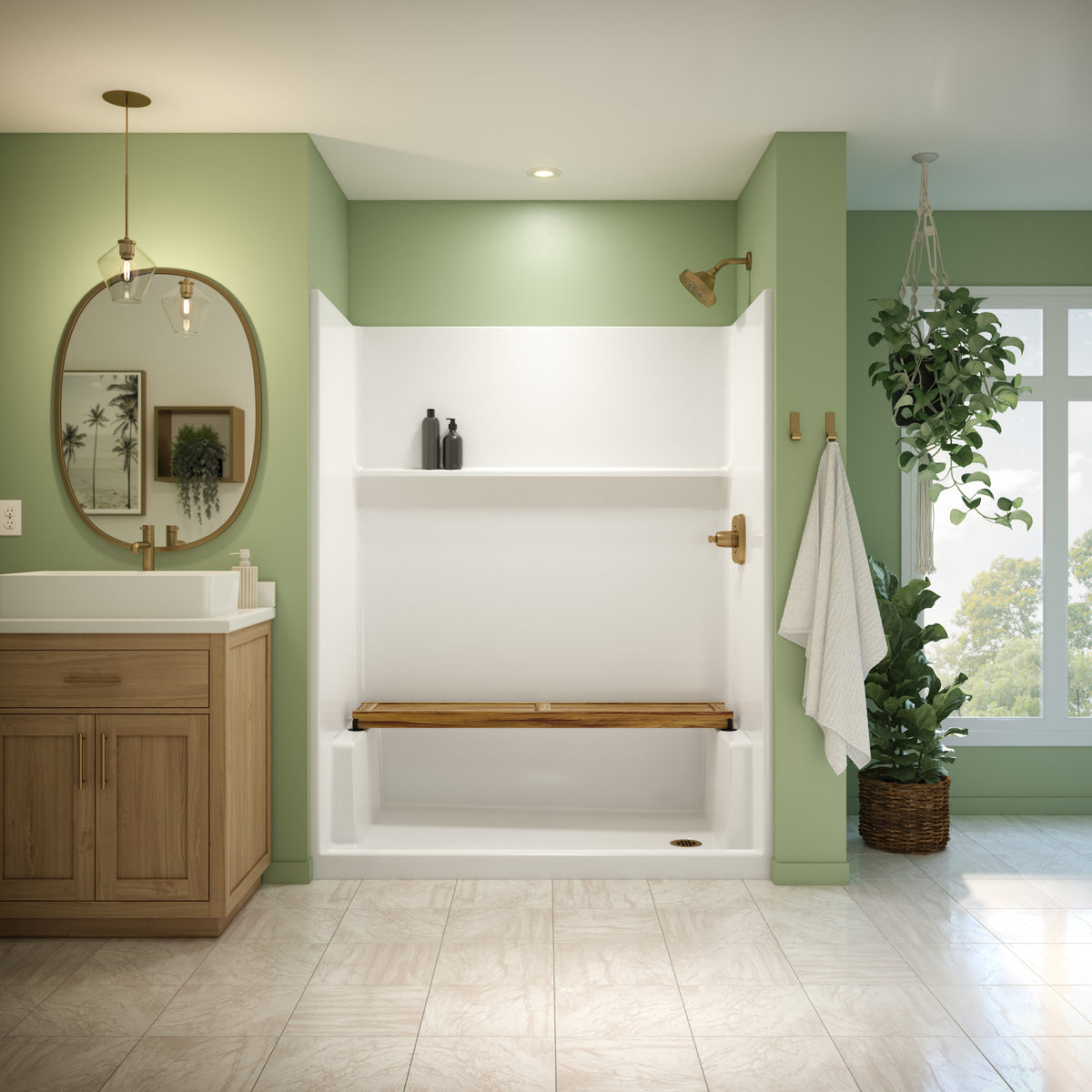 Neptune Galatea SH6030 AFR Acrylx Alcove One-Piece Shower in White - image 9