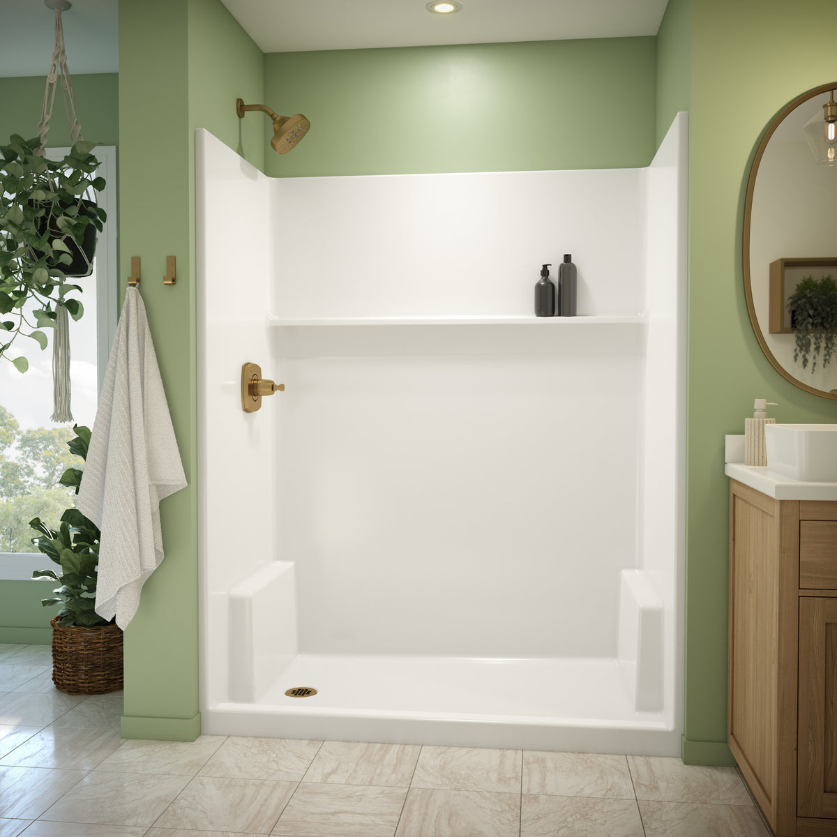 Neptune Galatea SH6032 Acrylx Alcove One-Piece Shower in White - image 3