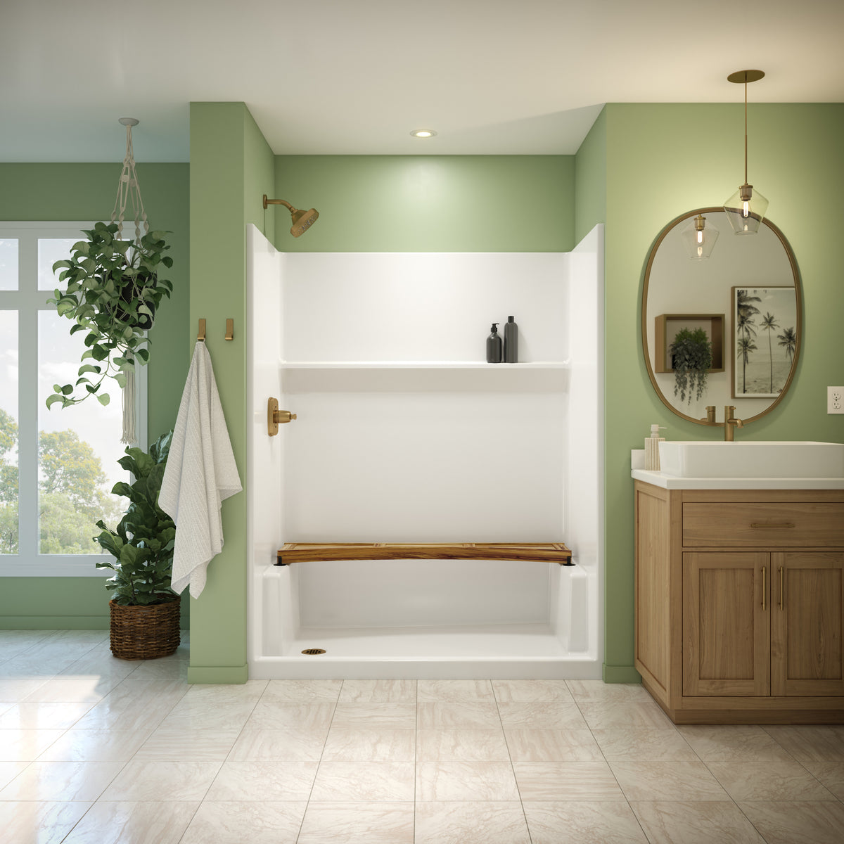 Neptune Galatea SH6032 Acrylx Alcove One-Piece Shower in White - image 5