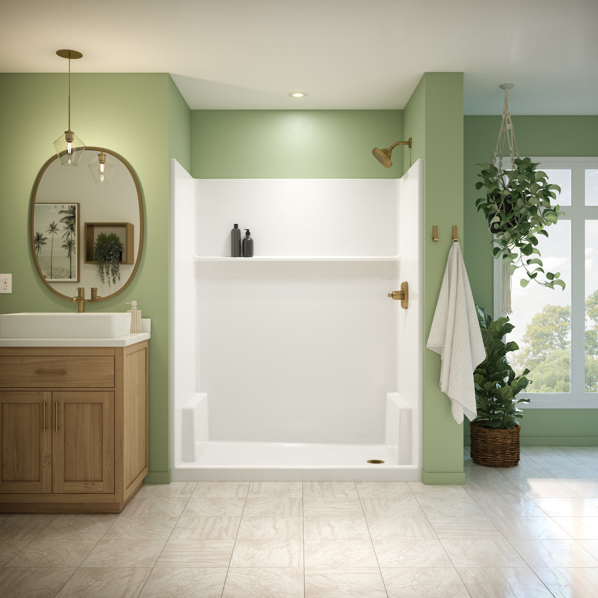 Neptune Galatea SH6032 Acrylx Alcove One-Piece Shower in White - image 6