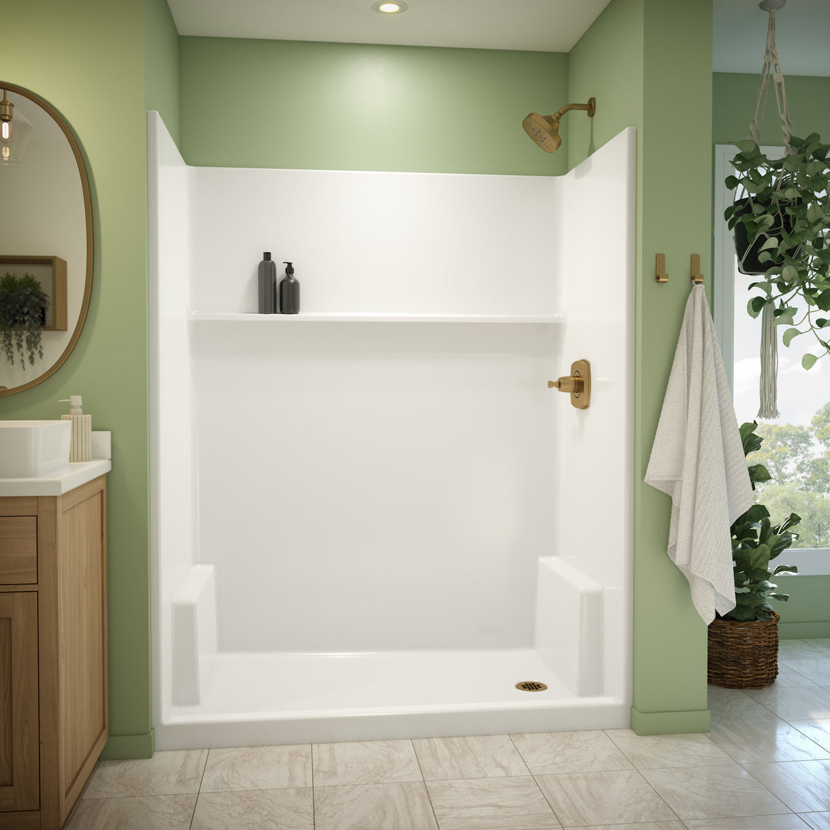 Neptune Galatea SH6032 Acrylx Alcove One-Piece Shower in White - image 8