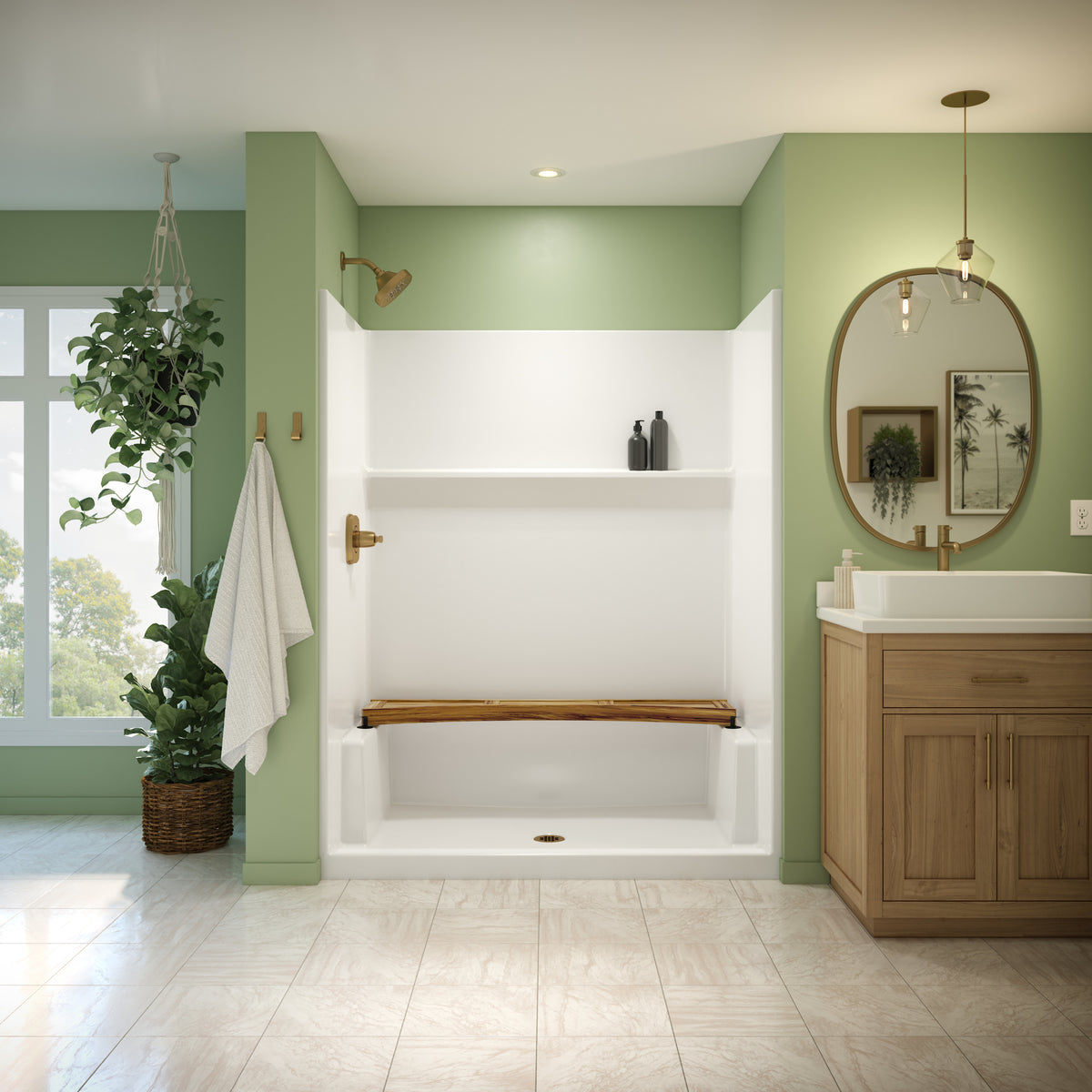 Neptune Galatea SH6034 Acrylx Alcove Center Drain One-Piece Shower in White - image 5