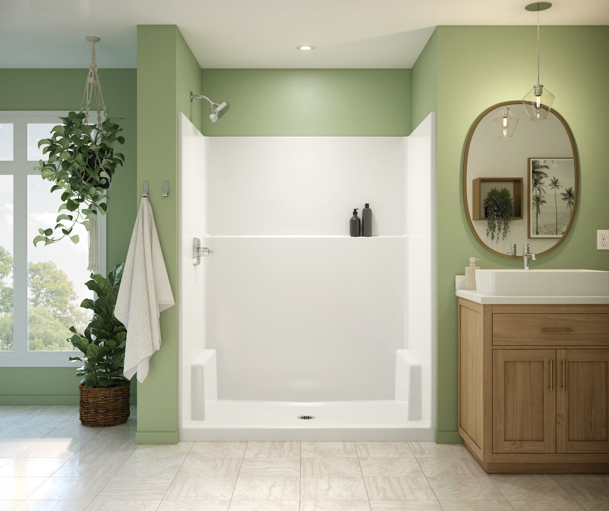 Neptune Galatea SH6036X AFR AcrylX Alcove Center Drain One-Piece Shower in White