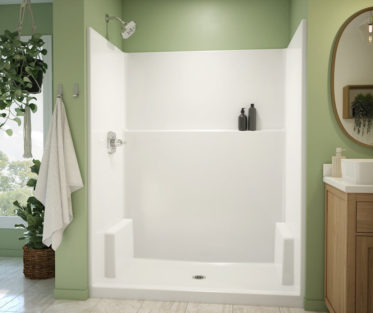 Neptune Galatea SH6036X AFR AcrylX Alcove Center Drain One-Piece Shower in White - image 3