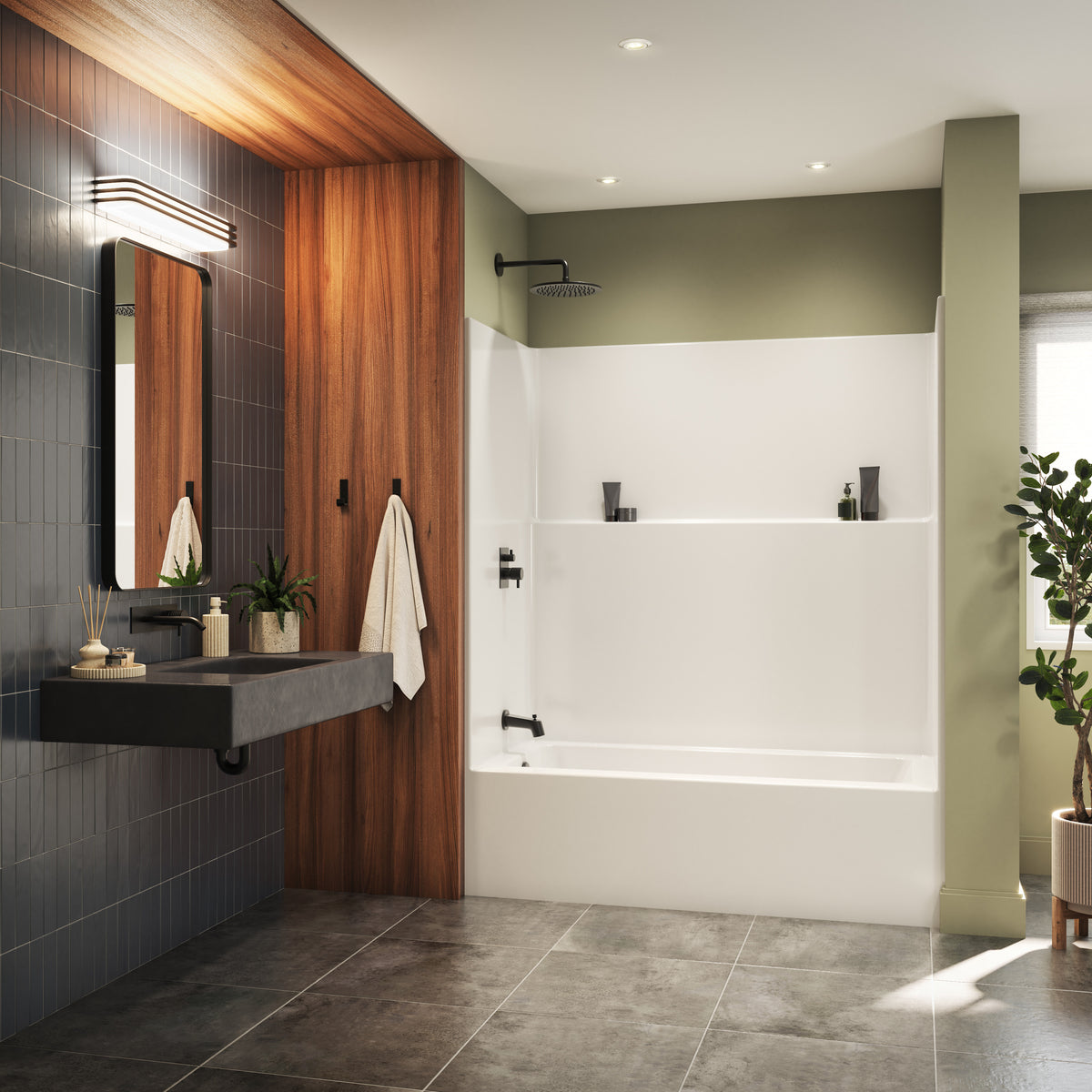 Neptune Galatea TS6030 AcrylX Alcove One-Piece Tub Shower in White