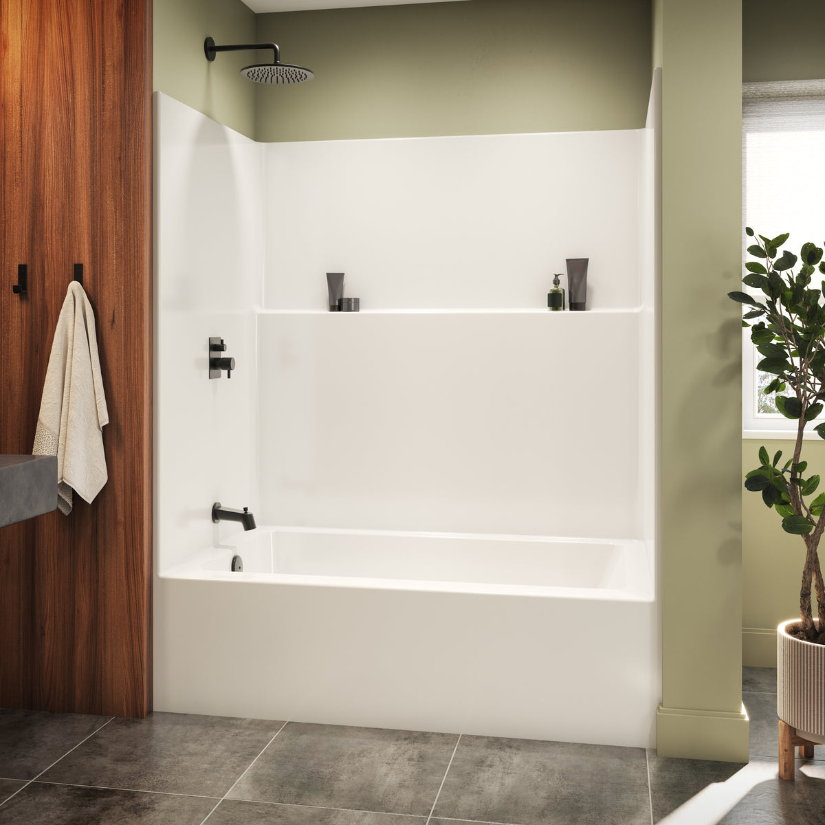 Neptune Galatea TS6036X AFR AcrylX Alcove One-Piece Tub Shower in White - image 3