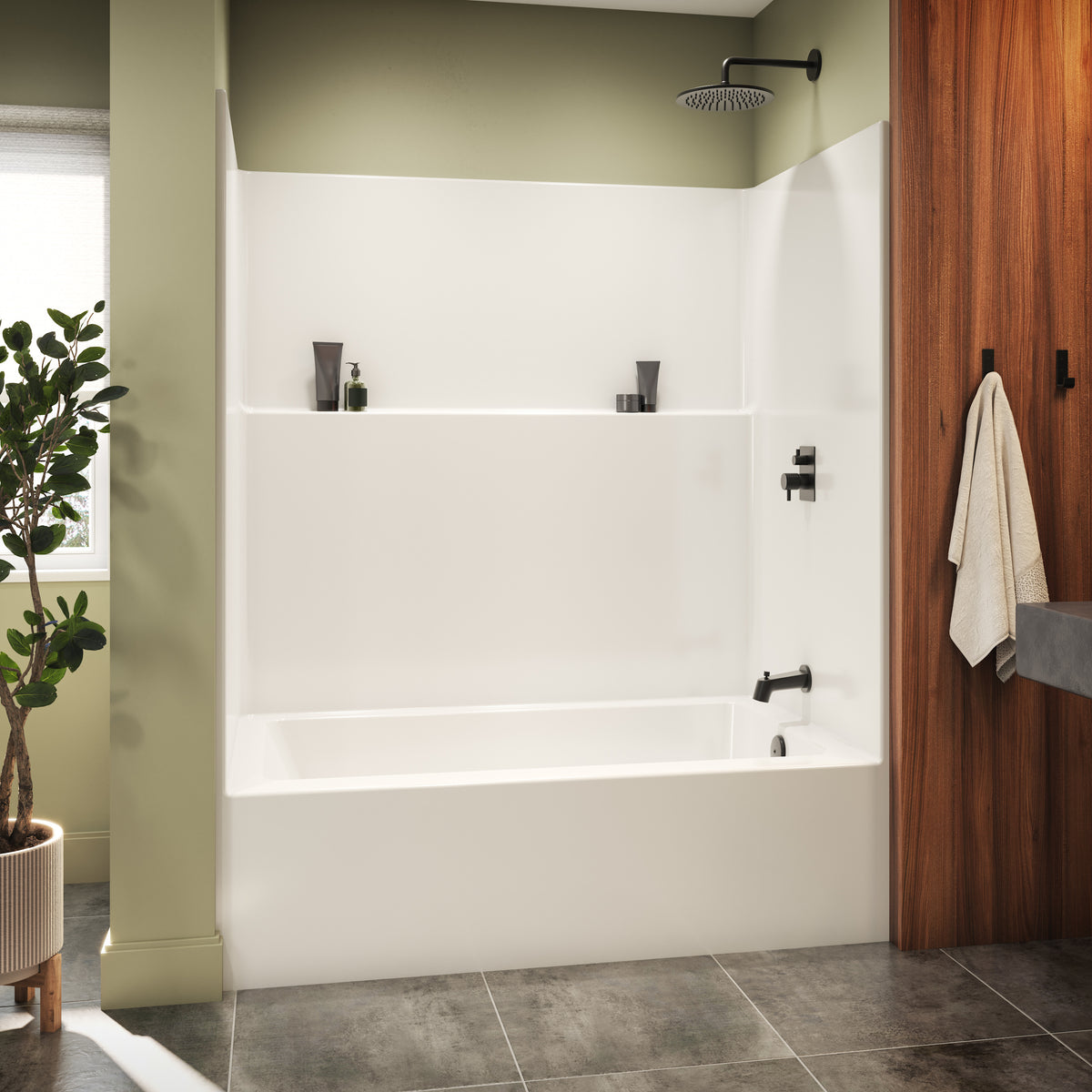Neptune Galatea TS6036X AFR AcrylX Alcove One-Piece Tub Shower in White - image 8
