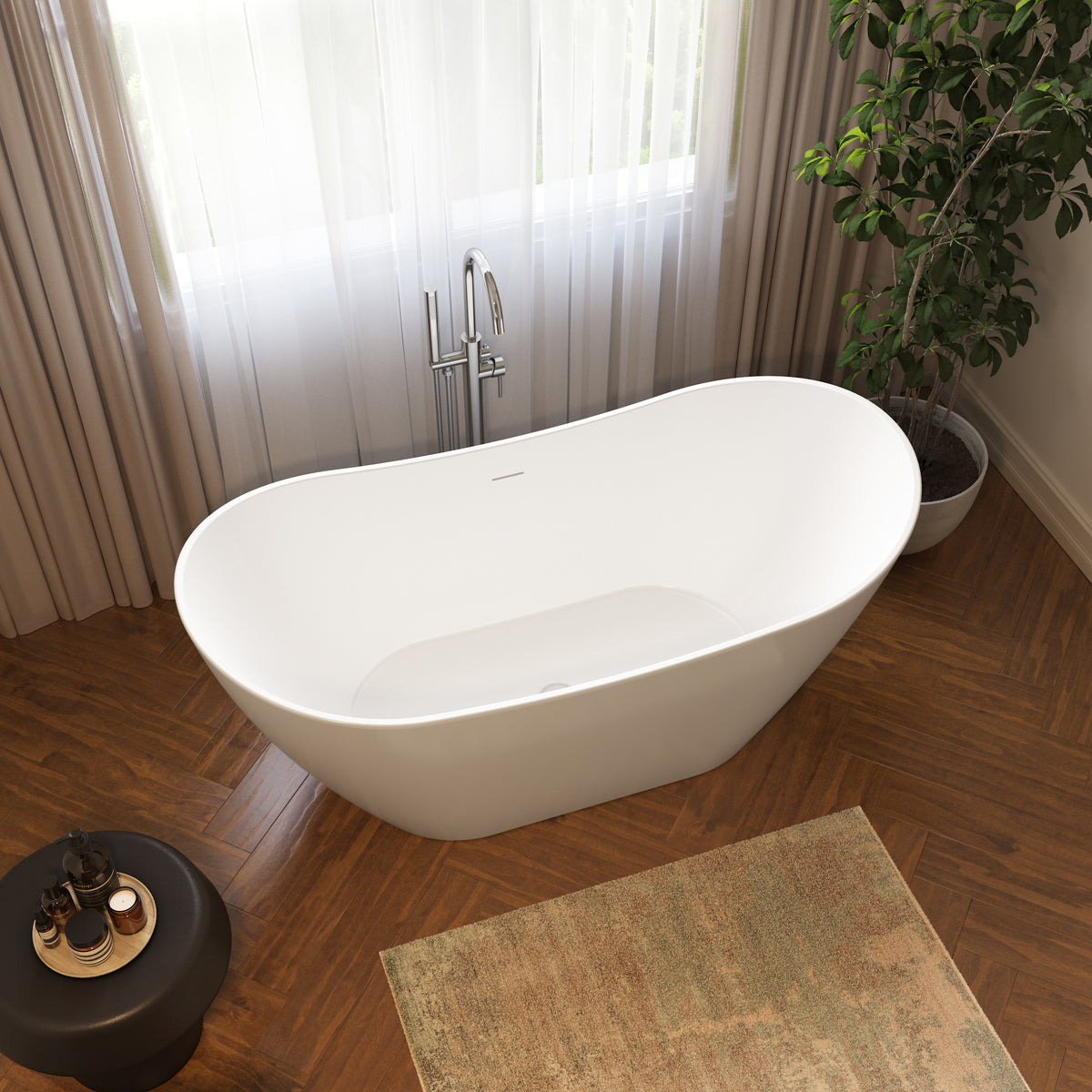 Neptune Hallstatt 6029 AFR Acrylic Freestanding Center Drain Bathtub in White - image 2