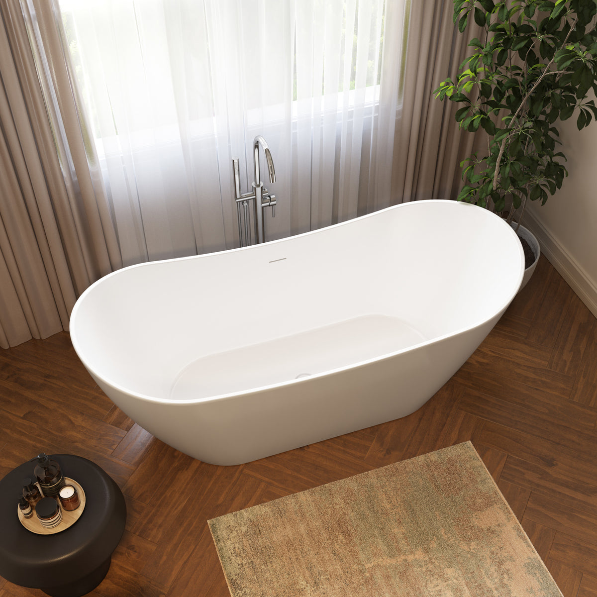 Neptune Hallstatt 6729 AFR Acrylic Freestanding Center Drain Bathtub in White - image 2