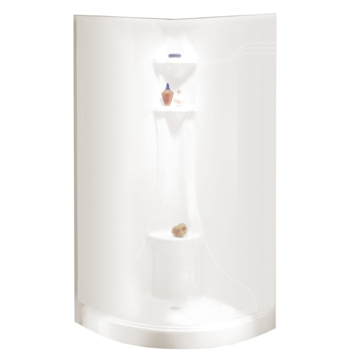 Neptune Hera 3636 Neo-Round Acrylic Corner Two-Piece Shower with Center Drain in White - image 2