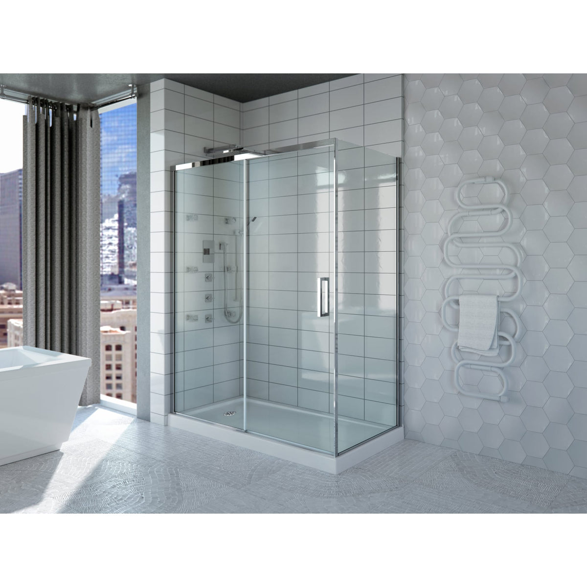 Neptune Impact 6036 Acrylic Shower Base in White with Center Drain