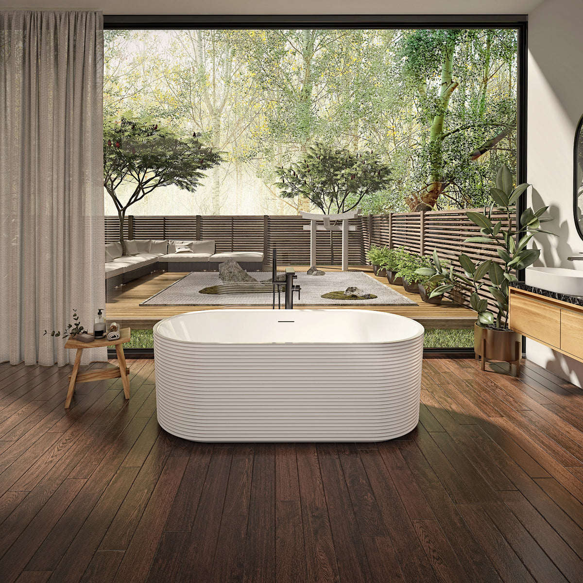 Neptune Kavala 6732 AFR Acrylic Freestanding Center Drain Bathtub in White