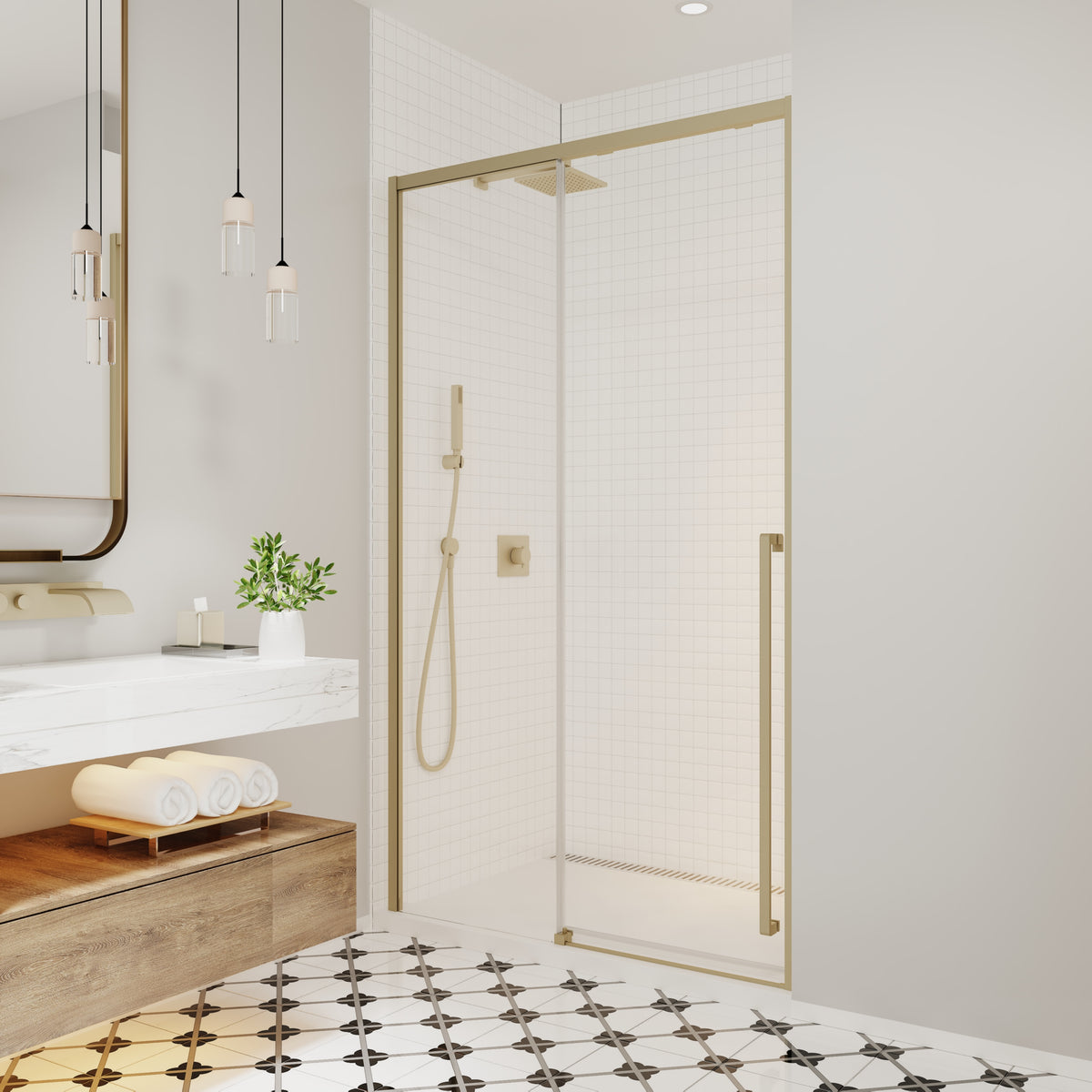 Neptune Kaveri 45 - 47 1/2 x 79 3/4in 8mm Sliding Shower Door for Alcove Installation - image 11