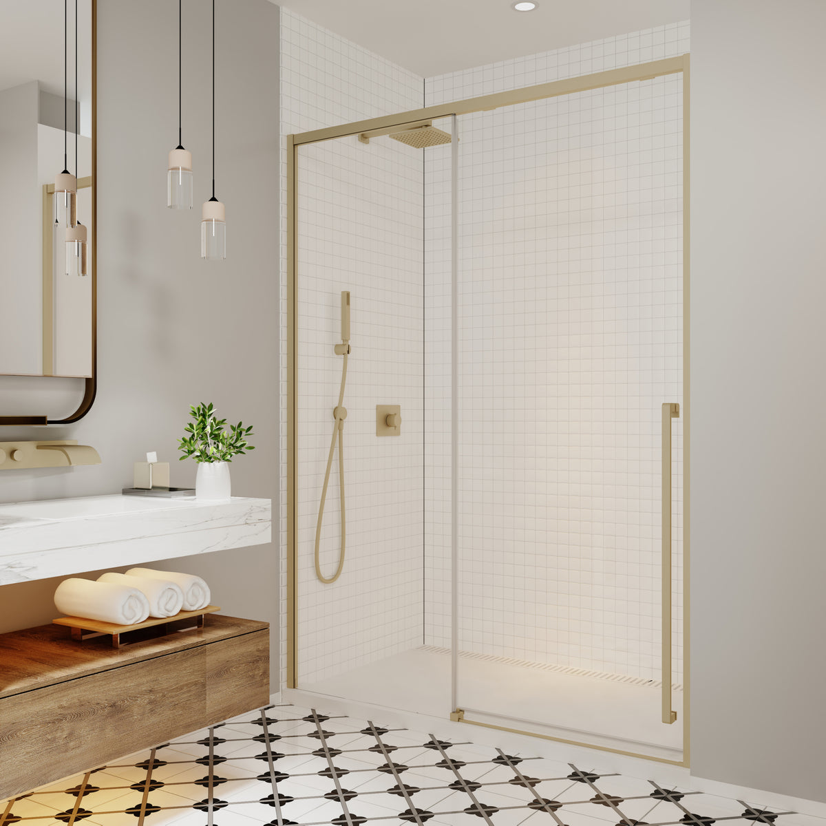 Neptune Kaveri 57 - 59 1/2 x 79 3/4 in 8mm Sliding Shower Door for Alcove Installation - image 11