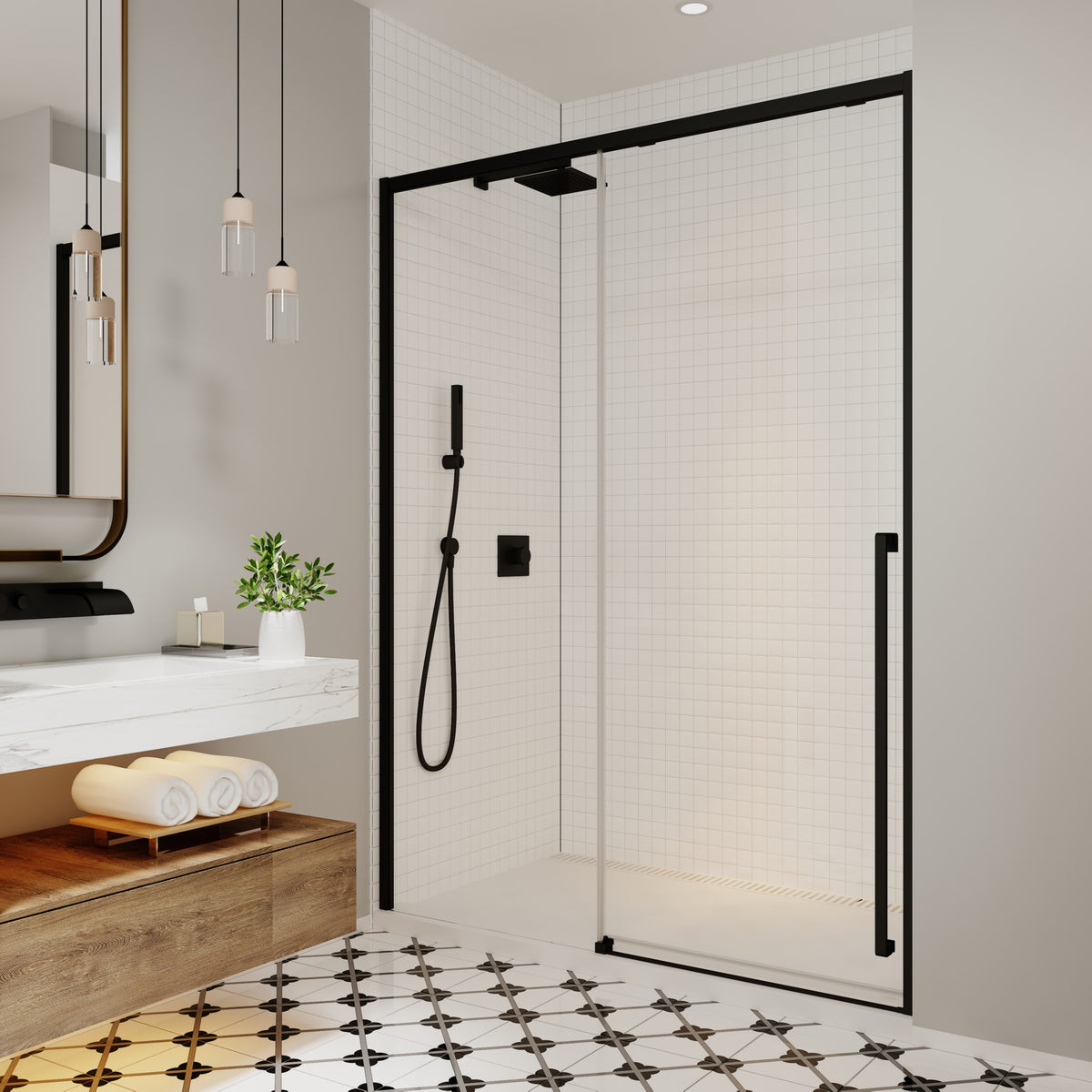 Neptune Kaveri 57 - 59 1/2 x 79 3/4 in 8mm Sliding Shower Door for Alcove Installation - image 6