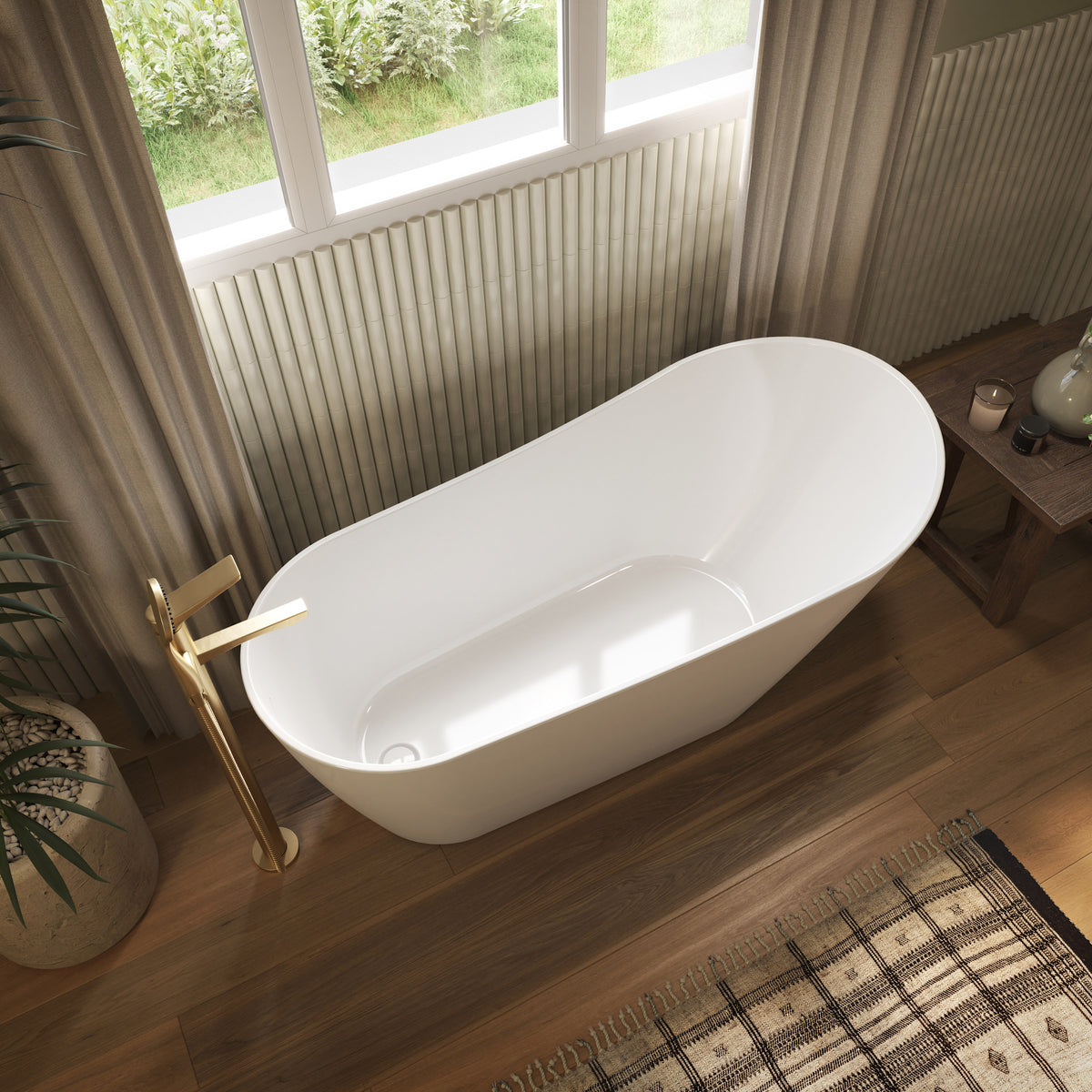 Neptune Liege 5928 AFR Acrylic Freestanding End Drain Bathtub in White - image 2