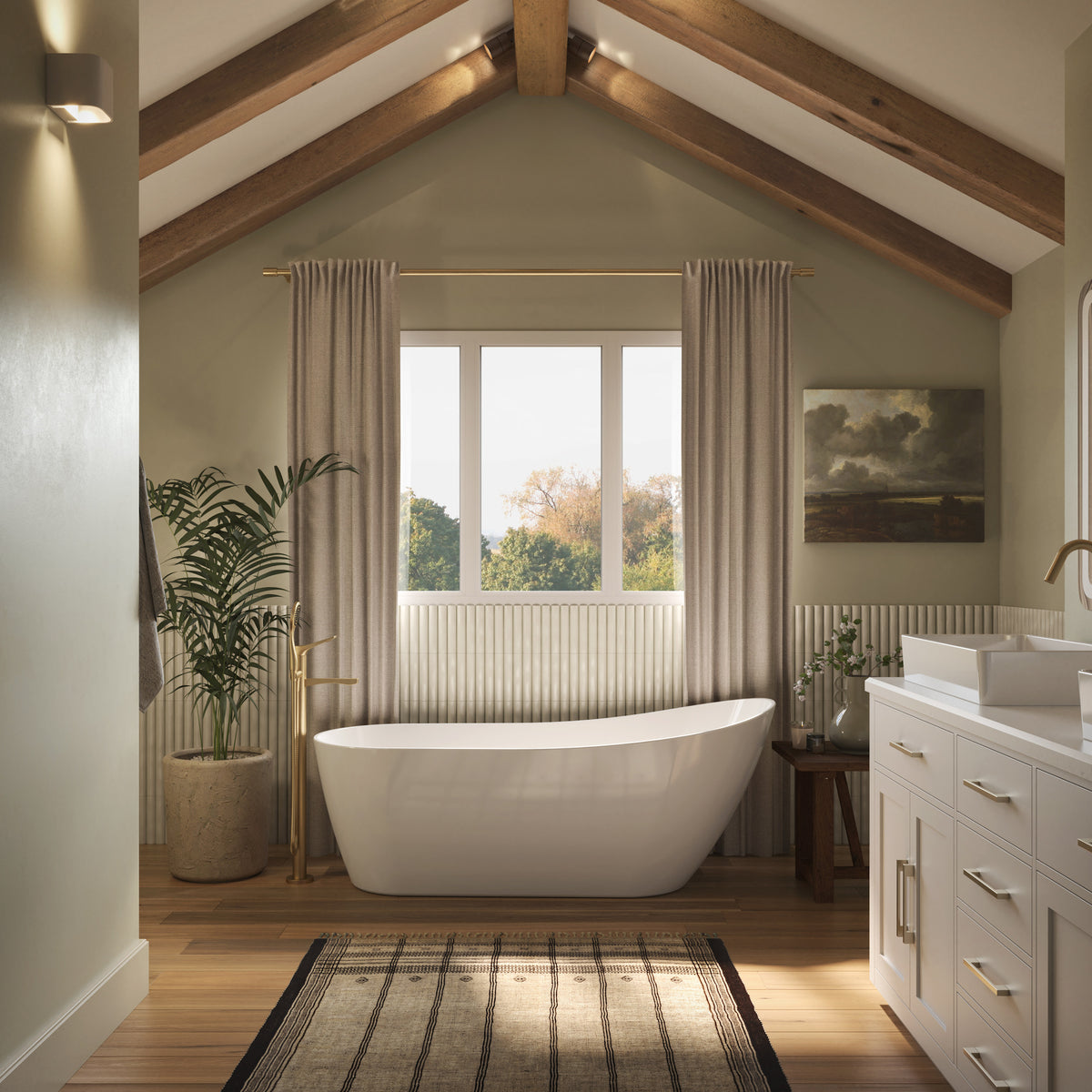 Neptune Liege 6729 AFR Acrylic Freestanding End Drain Bathtub in White