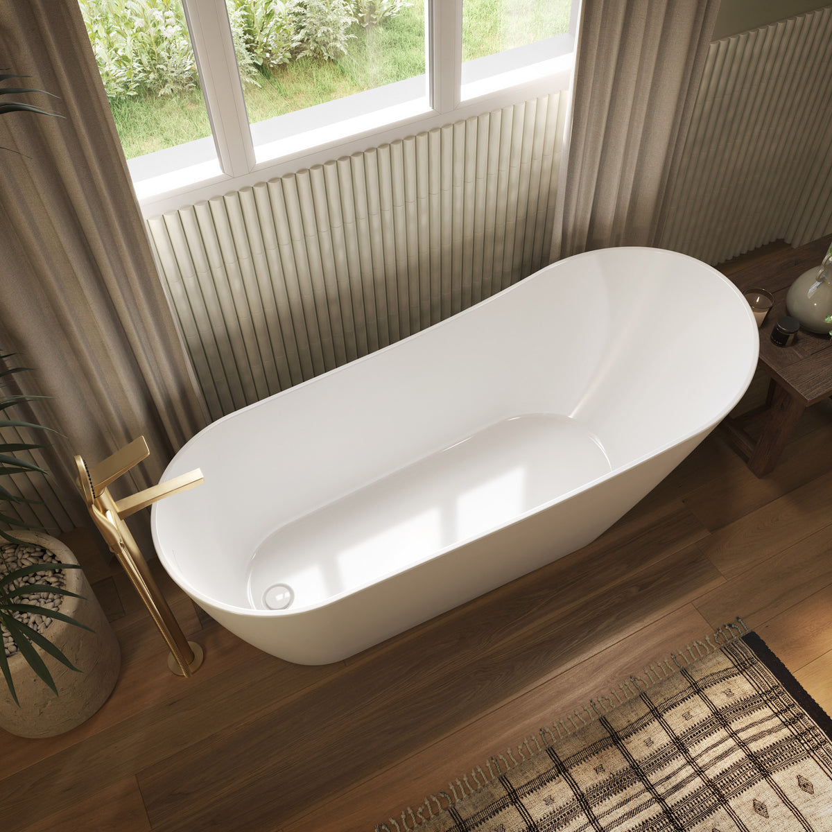 Neptune Liege 6729 AFR Acrylic Freestanding End Drain Bathtub in White - image 2