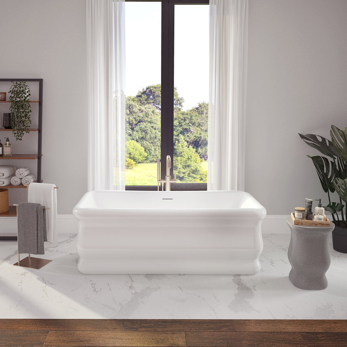Neptune Loira 5932 Acrylic Freestanding Center Drain Bathtub in White