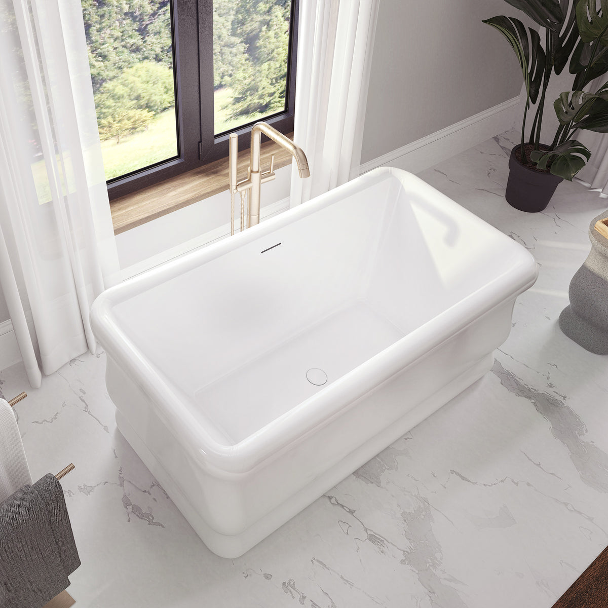 Neptune Loira 5932 Acrylic Freestanding Center Drain Bathtub in White - image 5