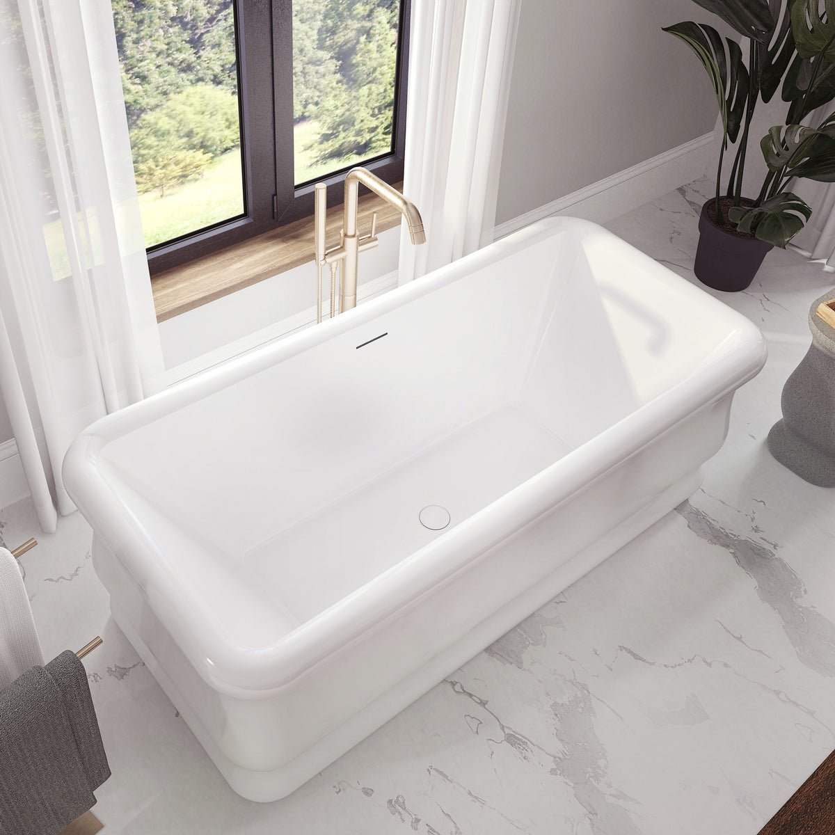 Neptune Loira 7133 Acrylic Freestanding Center Drain Bathtub in White - image 5