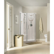 Neptune Maya 3838 Neo-Angle Acrylic Corner One-Piece Shower with Center Drain in White