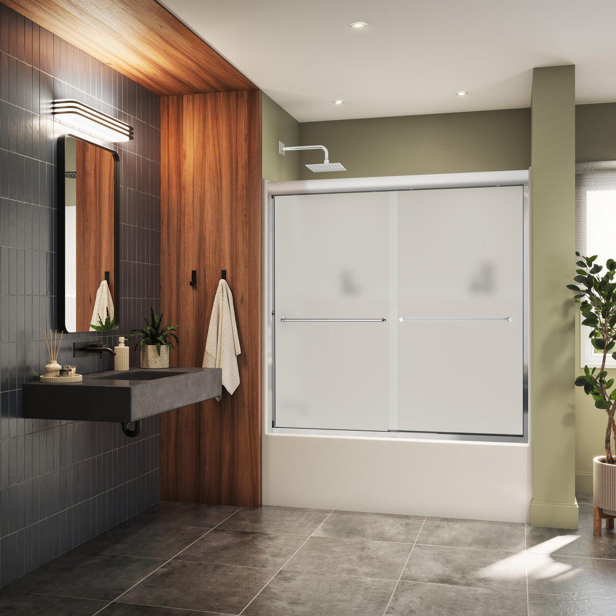 Neptune Misca 55-59 x 57 in 6mm Bypass Tub Door for Alcove Installation - image 25