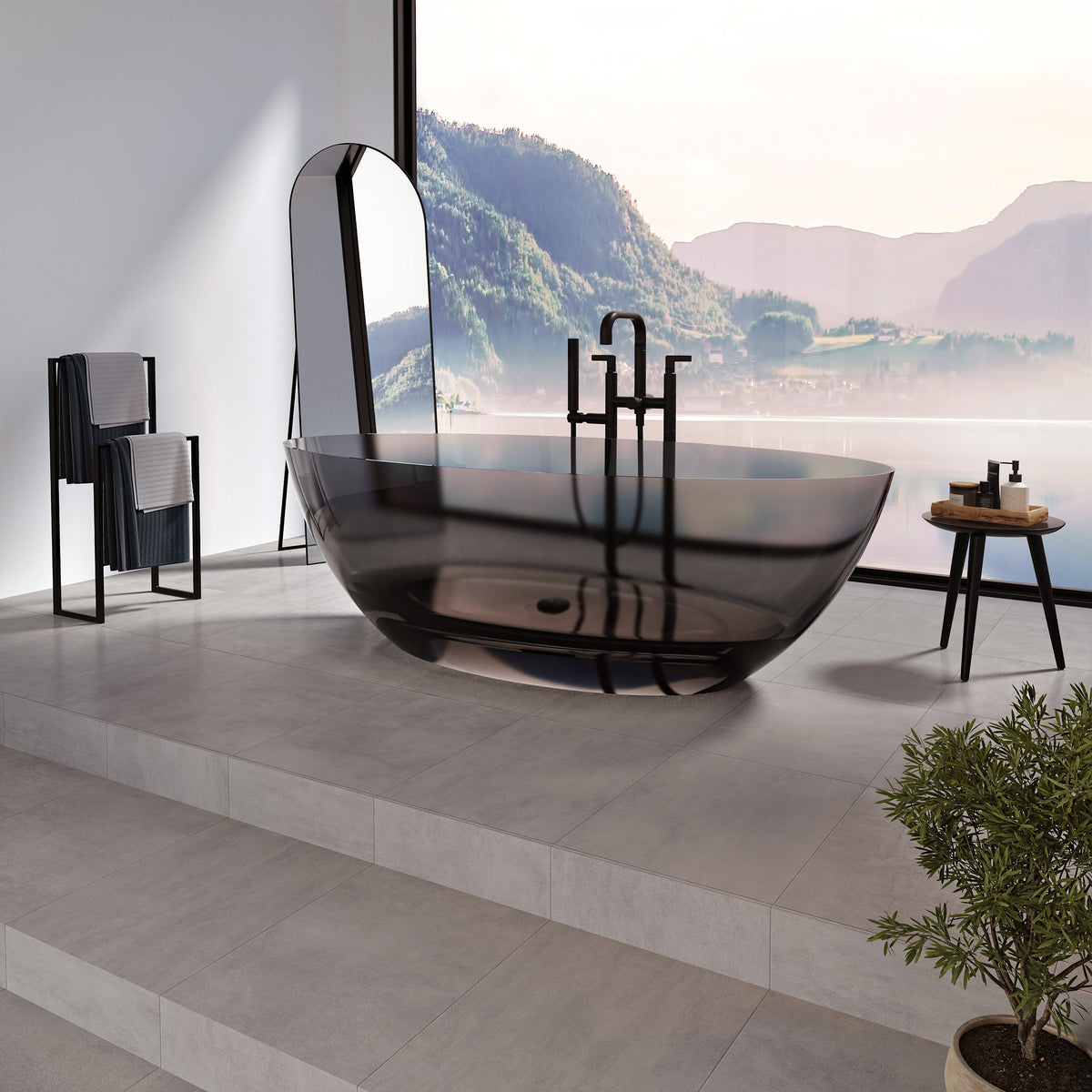Neptune Mosta 6732 AFR Solid Surface Freestanding Center Drain Double Ended Bathtub - image 3