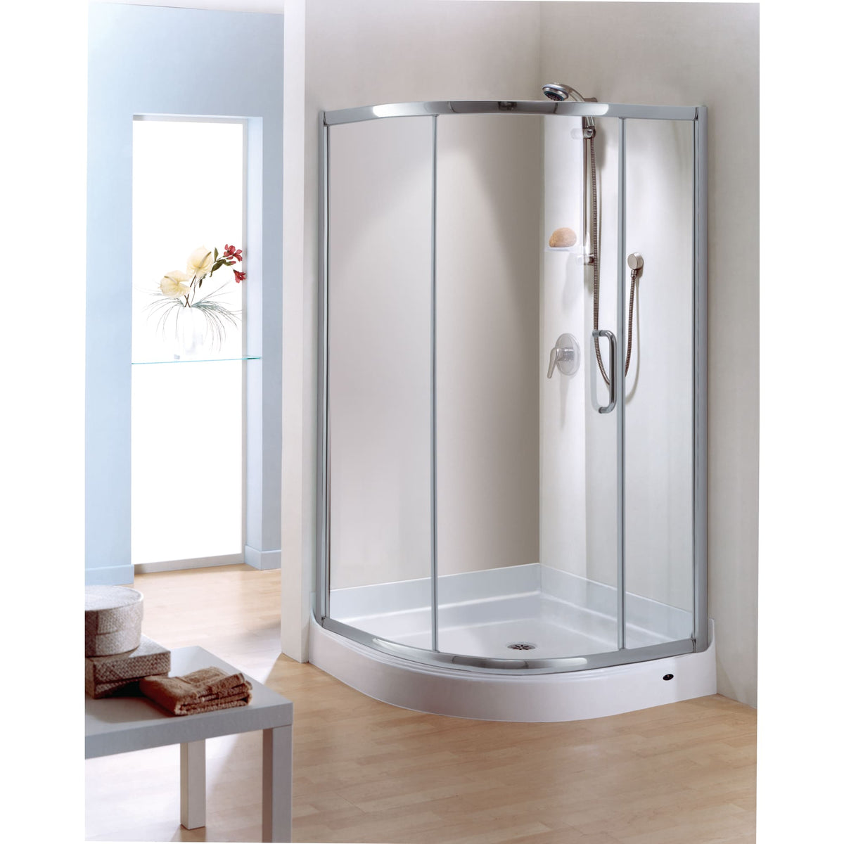 Neptune Munich 40 x 40 x 71 in 6 mm Sliding Shower Door for Corner Installation with Clear glass in Chrome