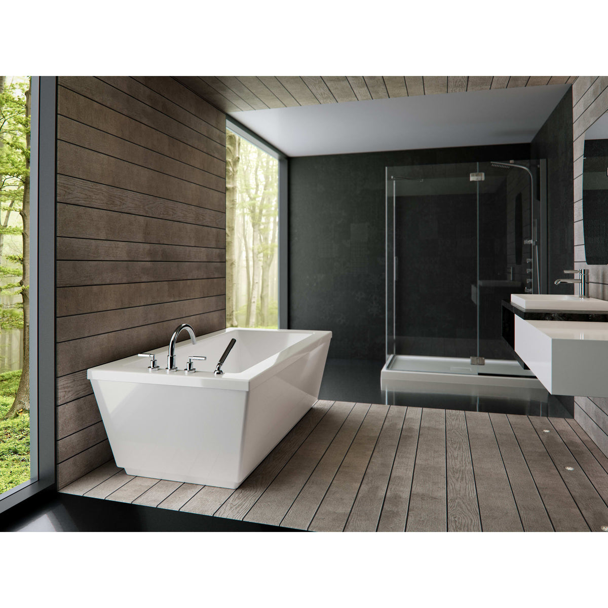 Neptune Munich F2 3260 AFR Acrylic Freestanding End Drain Bathtub in White