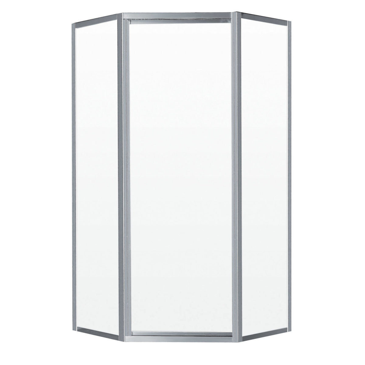 Neptune Ovada Neo-Angle 38 x 38 x 70 in 4 mm Pivot Shower Door for Corner Installation with Clear Glass in Chrome