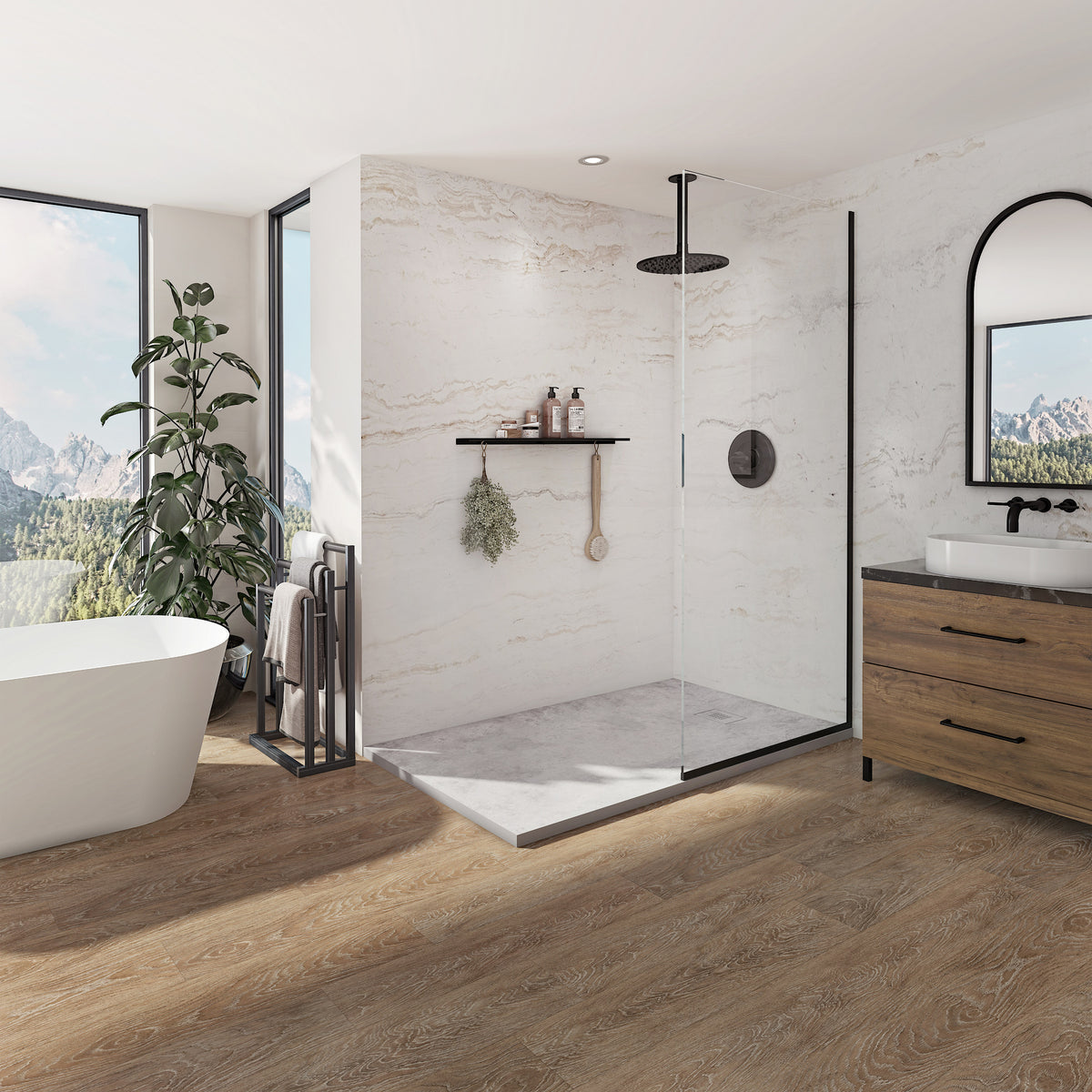 Neptune Pietra 6032 Stone Composite Shower Base