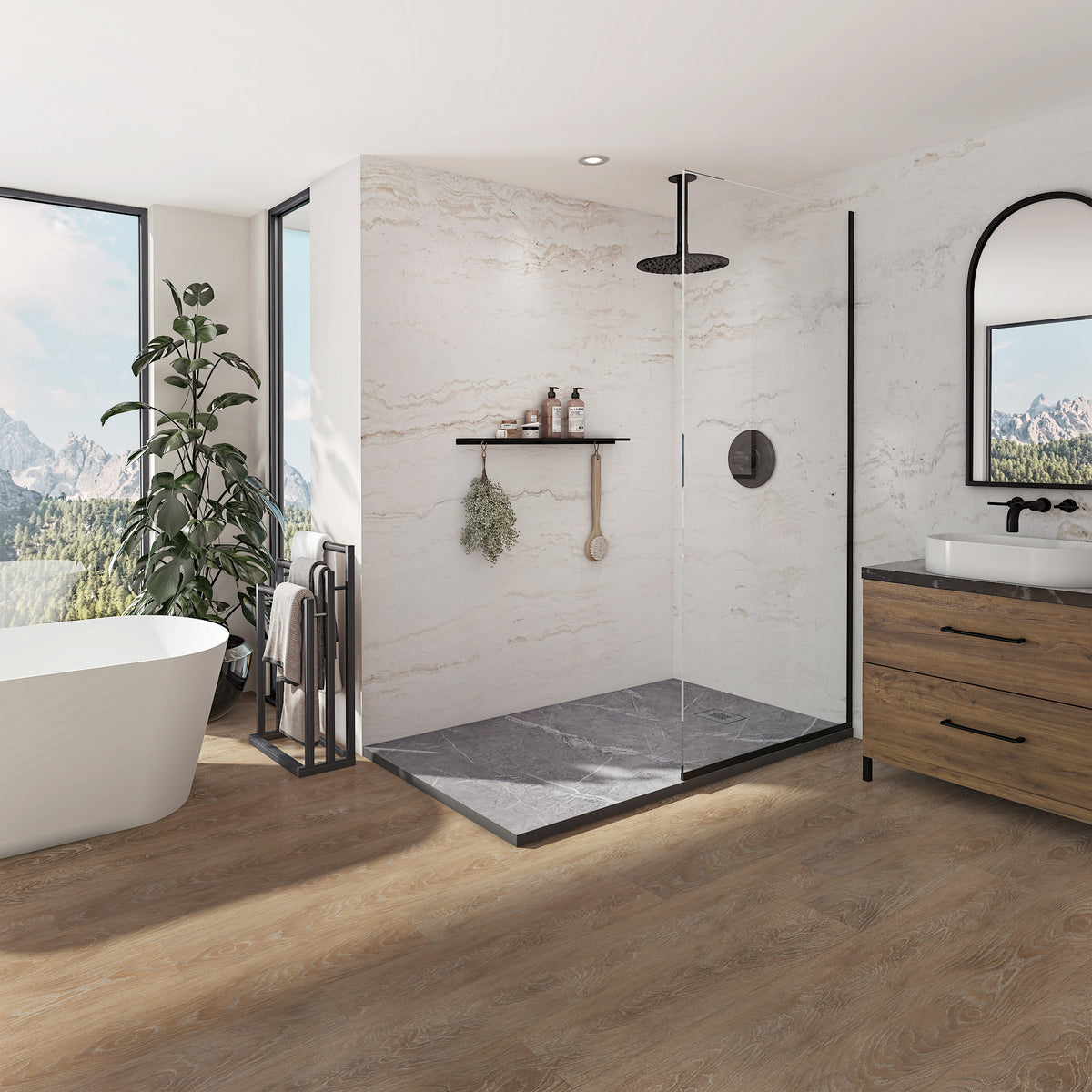 Neptune Pietra 6036 Stone Composite Shower Base