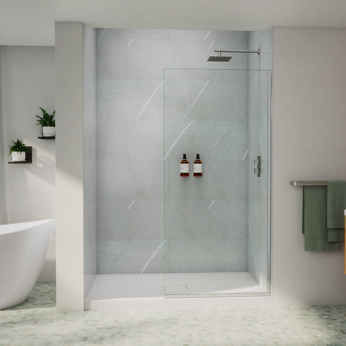 Neptune Reka 34 x 72 in 10mm Shower Screen for Alcove Installation