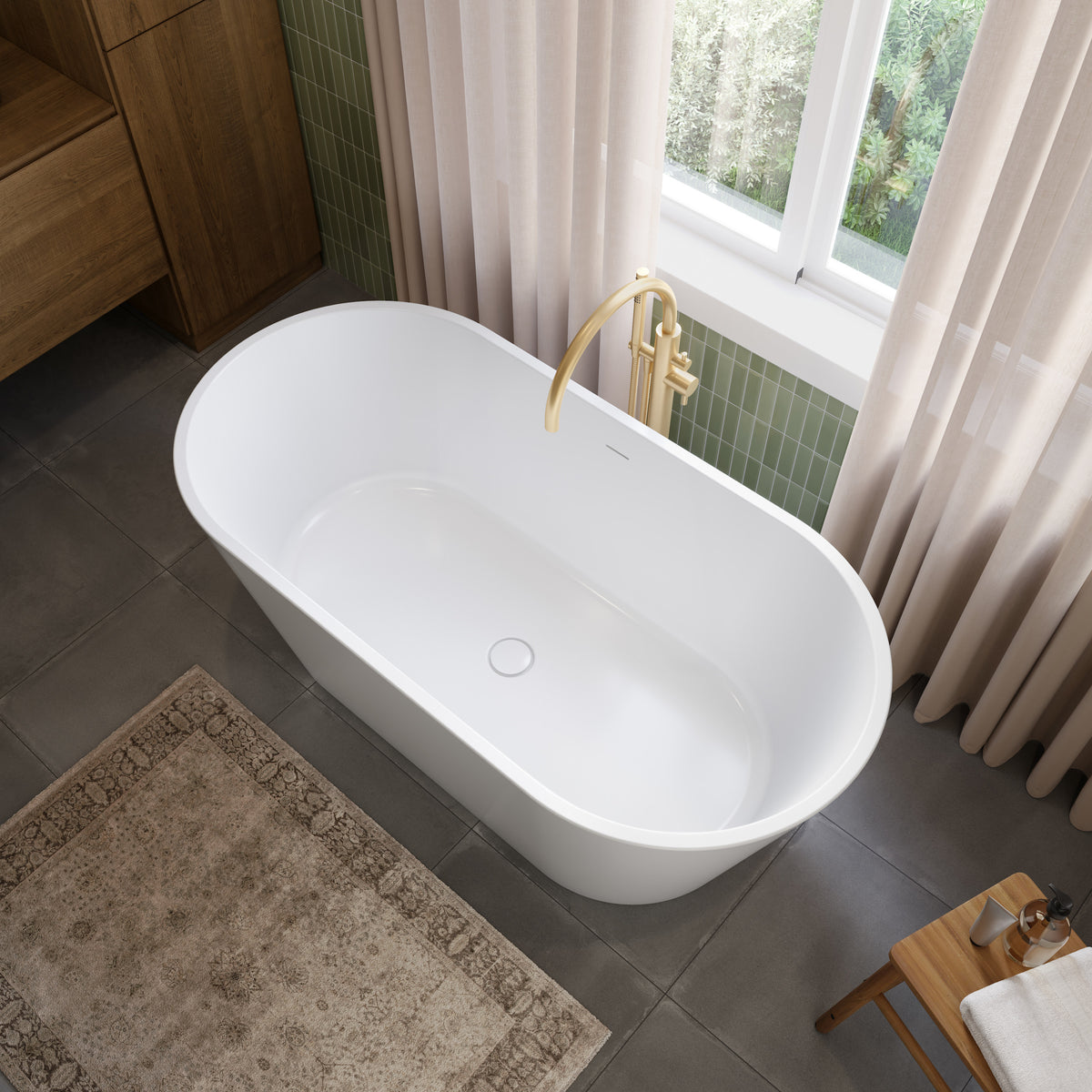 Neptune Riga 6030 AFR Acrylic Freestanding Center Drain Bathtub - image 2