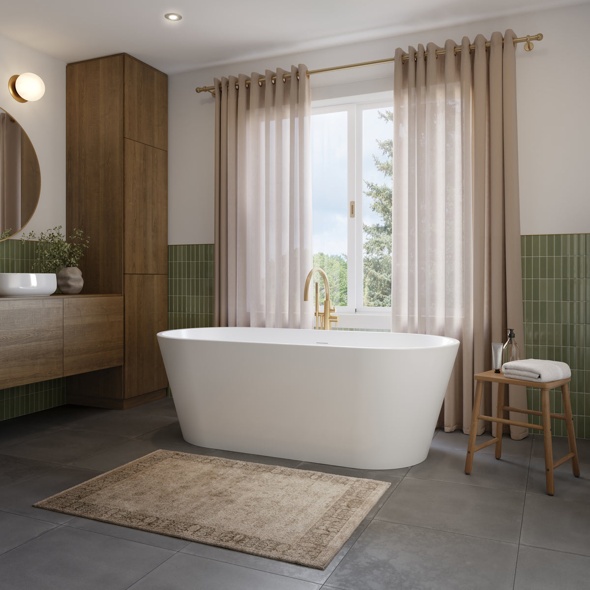 Neptune Riga 6731 AFR Acrylic Freestanding Center Drain Bathtub