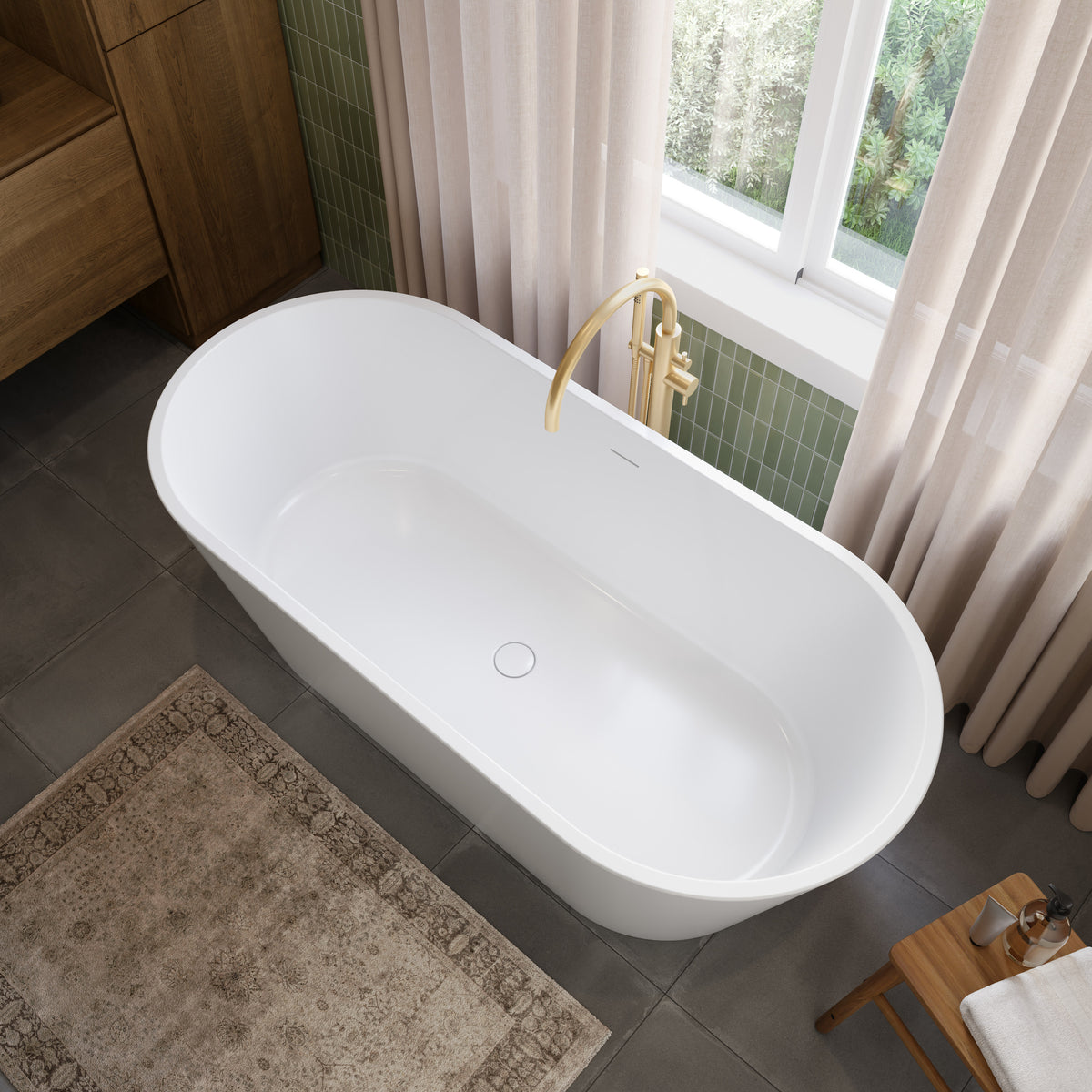 Neptune Riga 6731 AFR Acrylic Freestanding Center Drain Bathtub - image 2