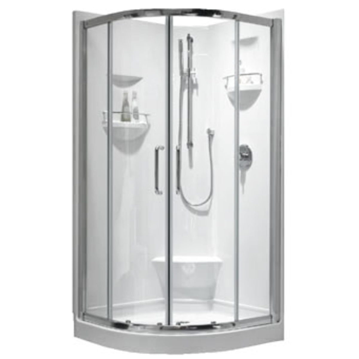 Neptune Sacha 4040 Neo-Round Acrylic Corner One-Piece Shower with Center Drain in White - image 2
