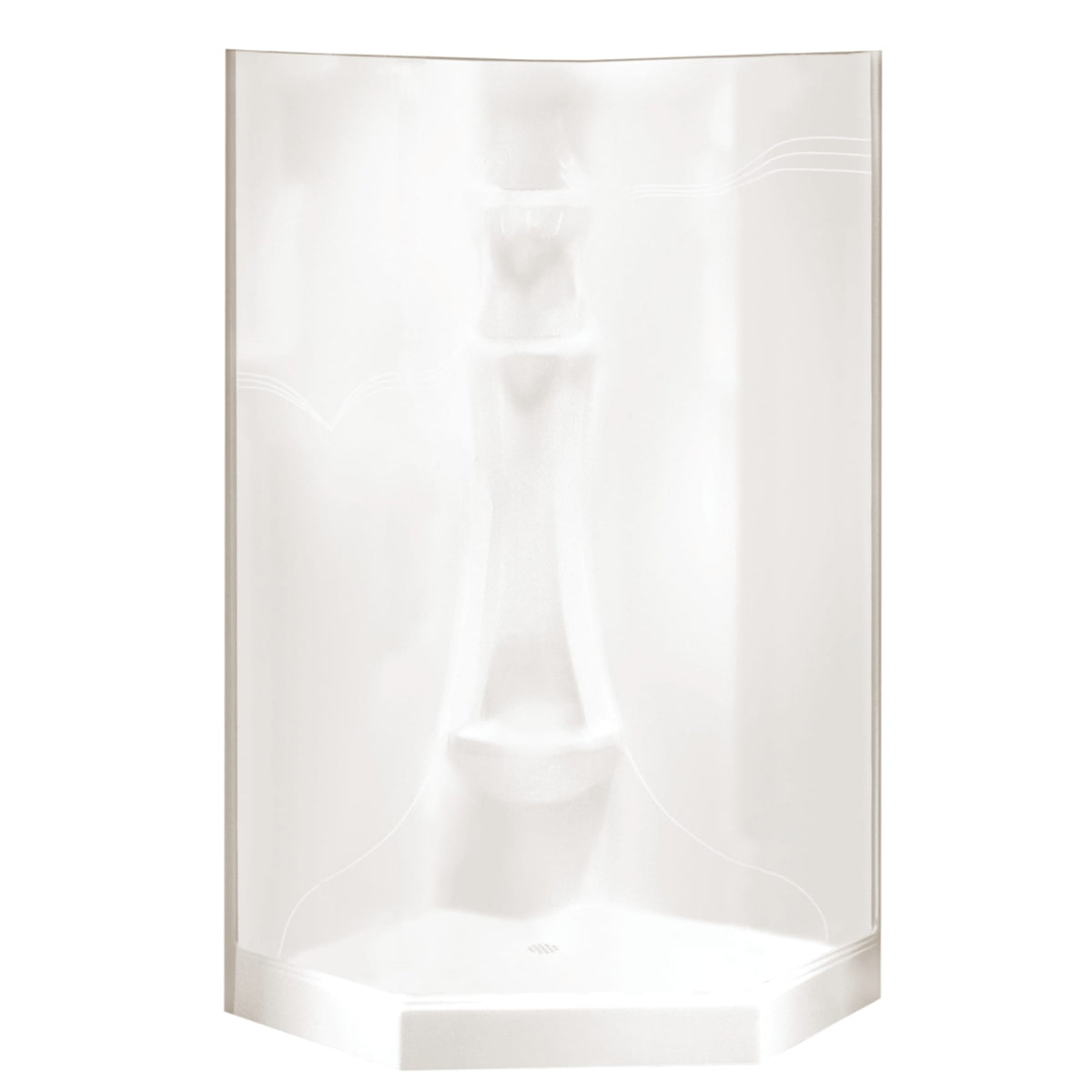 Neptune Saturne 3838 Neo-Angle Acrylic Corner Two-Piece Shower with Center Drain in White - image 2
