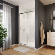 Neptune Sella 48 x 74 in 6 mm Sliding Shower Door for Alcove Installation with Clear glass in Chrome
