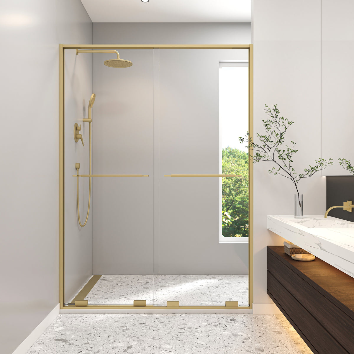 Neptune Solani 57- 59 1/2 x 79 3/4 in 8mm Bypass Shower Door for Alcove Installation - image 11